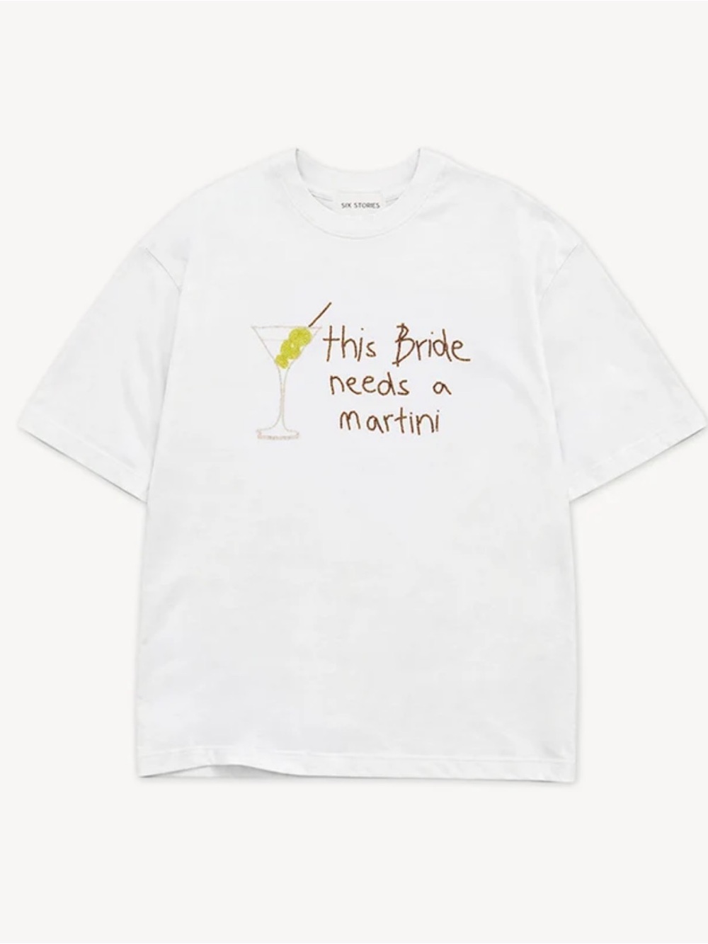 Six Stories White "This Bride Needs a Martini" Graphic Tee